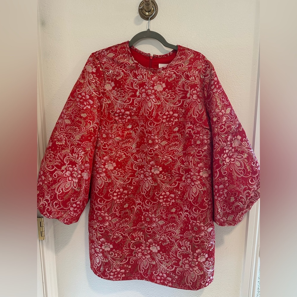 Hyacinth House Elegant Red Floral Midi Dress